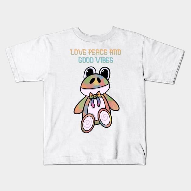 love, peace and good vibes Kids T-Shirt by Shard Art